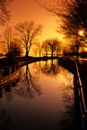 Sunset over a canal