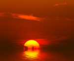 orange sunset over sea and sky with clouds