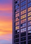 Part of a building during a sunset in autumn. Echirolles, France.